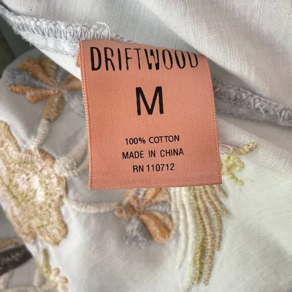 DRIFTWOOD Light Washed Embroidered Back Demin Shirt Size M - Picture 7 of 14